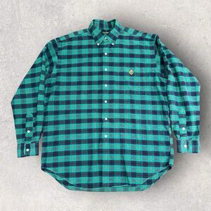 Lauren Ralph Lauren Mens Size M Green Blue Plaid Long Sleeve Button Down Shirt